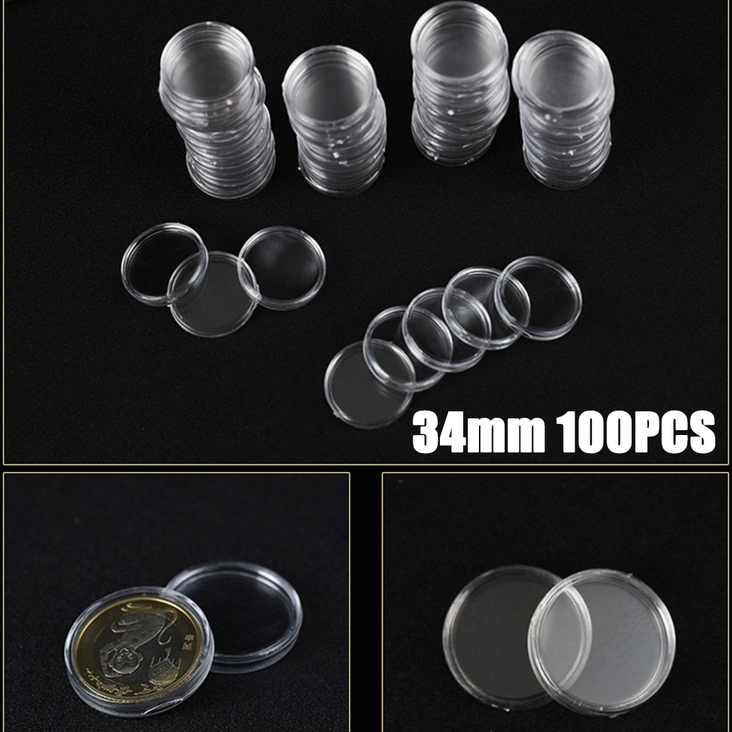 Collectors Coins Jewelry & Watches Of Smithtown - 100 Clear Plastic Coin Capsule Holders