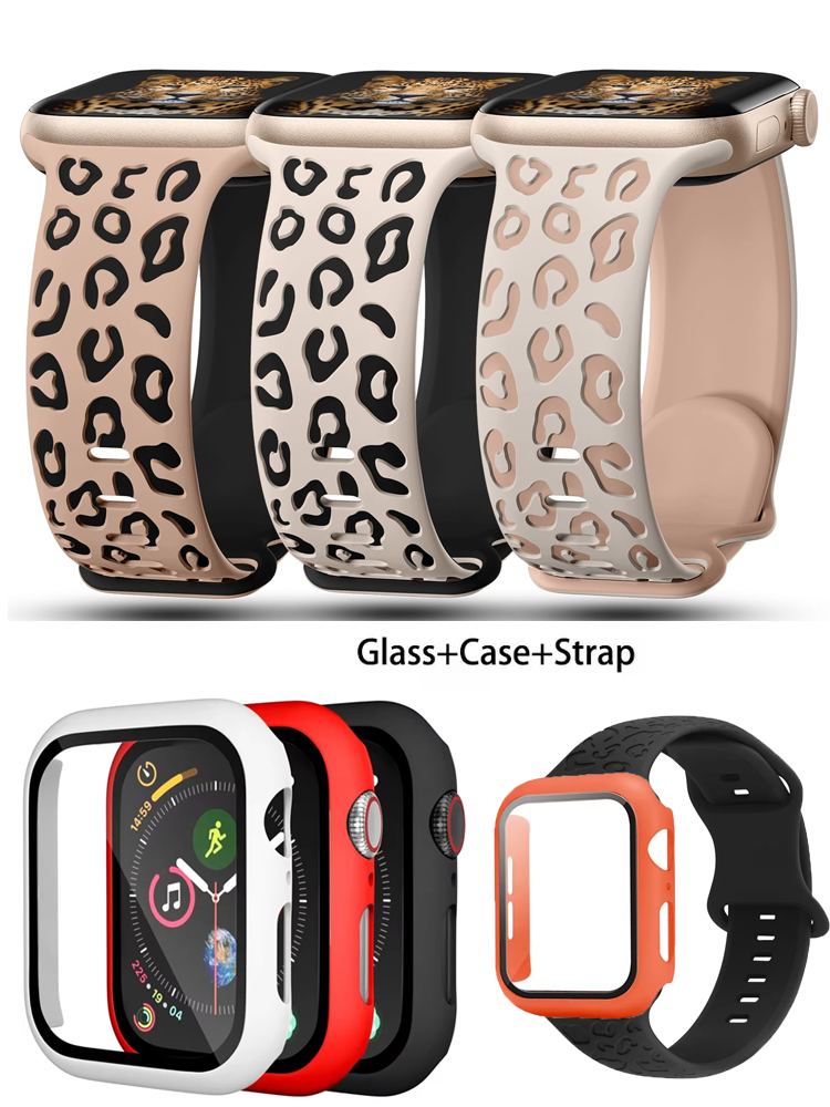 Jewelry Smart Watches - Glass+Case+Strap for Apple Watch Band 45mm