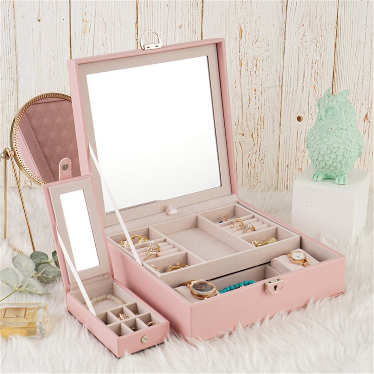 Jewelry & Watches Bench - ABQR Girly Pink Jewelry Box Jewelry