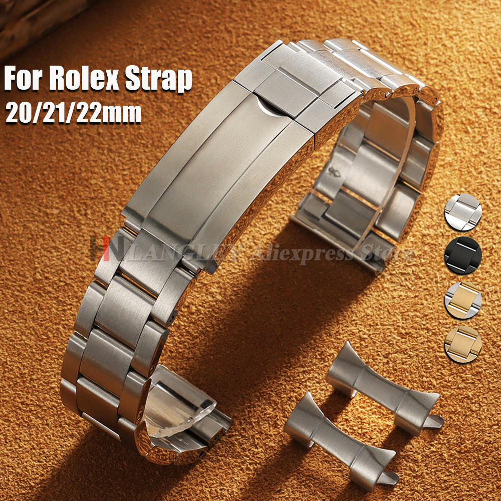 Jewelry Rolex Watches - Curved End Stainless Steel Watch Straps
