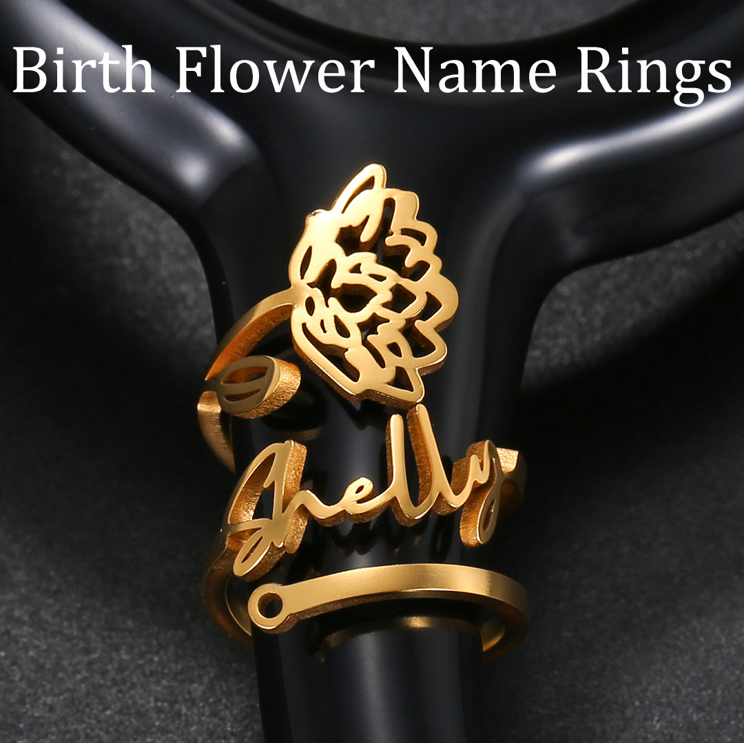 Statement Cocktail Ring - Fashion Couple Rings Custom Name Hollowed-out
