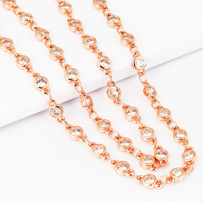 Sturdy half finished CZ chain  - Rose Gold Bracelet review and price