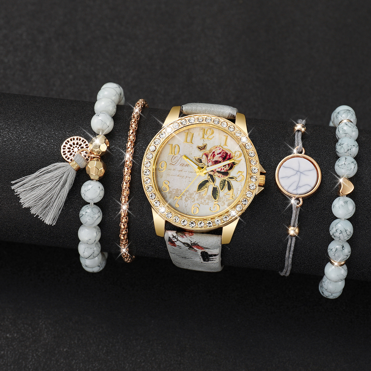 5PCS Fashion Flower Printed Wo - Jewelry Making Watches review and price