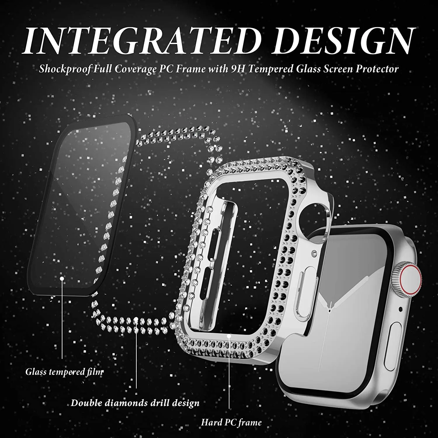 Glass+Diamond Cover For Apple  - Jewelry Smart Watches review and price