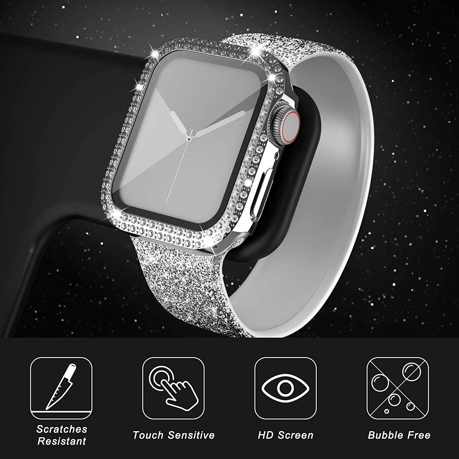 Glass+Diamond Cover For Apple  - Jewelry Smart Watches review and price