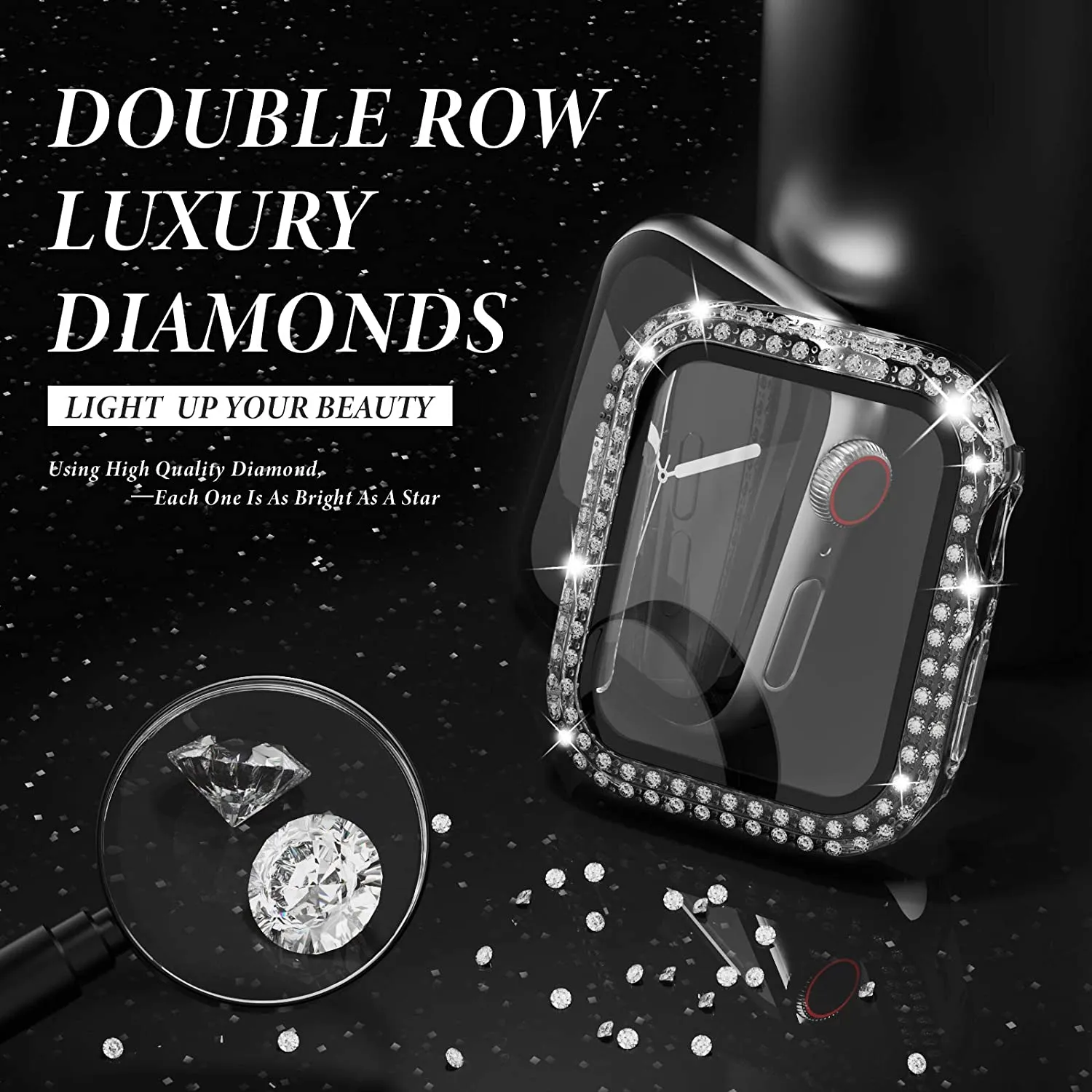 Glass+Diamond Cover For Apple  - Jewelry Smart Watches review and price