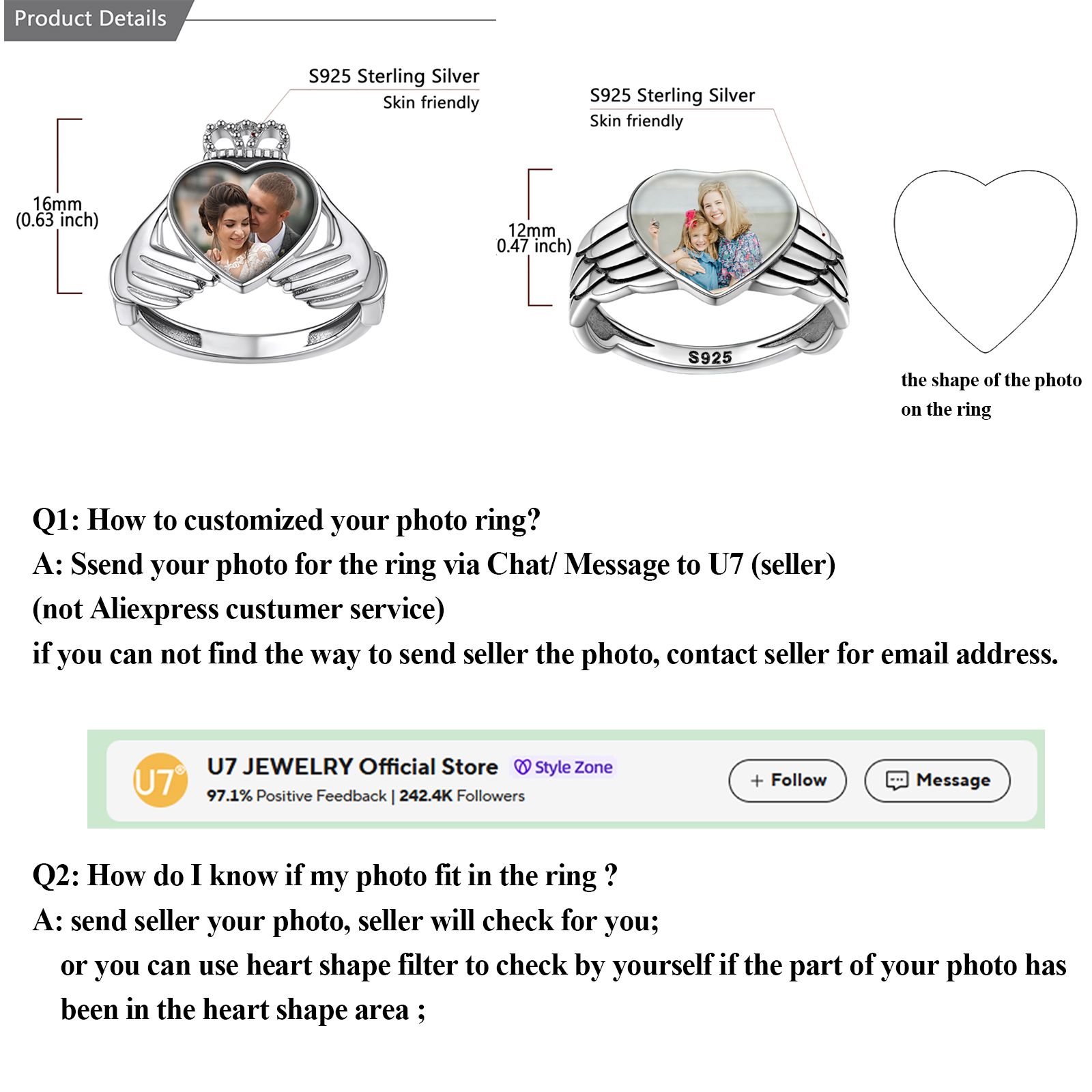 U7 Custom Photo Rings for Woma - Statement Cocktail Ring review and price